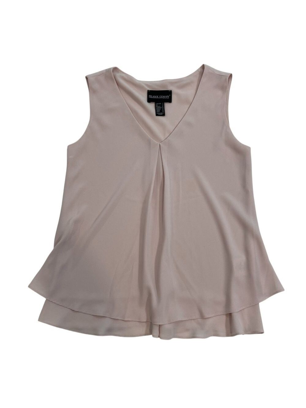 Frank Lyman Designer flowy chiffon top powder pink sleeveless V neckline size 2 - Picture 5 of 14